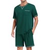 DIKFA Men Modal Pajamas Set Comfy Sleepwear Short Sleeve Pjs