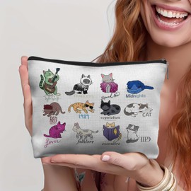 CRULTY Cat Makeup Bag for Women,Cat Cosmetic Bag,Cat Lover Gifts for Women,Cat Gifts for Cat Lovers,Cat Mom Gifts,Cat Themed Gifts for Women,Cat Lady Gifts for Women