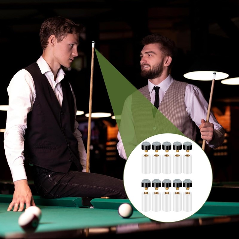 GAIVEK 10 Sets Soft Billiard Cues Tips Replacement with White