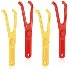 Chengu 4 Pieces Dental Floss Holder Reusable Flosser Reusable Floss Handle Holder Flossmate Handle for Oral Clearing (Red, Yellow)