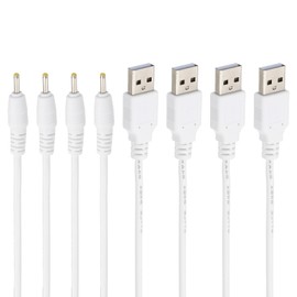 PATIKIL 3Ft USB to DC 2.5x0.7mm Barrel Jack Power Cord, 4 Pcs 24AWG Wire Adapter Connector Charging Cord for Light Fans Speaker Table Lamp, White
