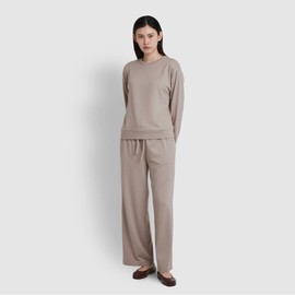 JAJU [JAJU/자주] [SET] 여 코지 라이트 라운지 티셔츠, 라운지 팬츠_멜란지베이지 [JAJU] [SET] Women's Cozy Light Lounge T-shirt, Lounge Pants_Melange Beige