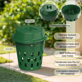 TOP XIAN 4-Pack Inground Worm Composter, Outdoor Worm Compost Bin for Garden Beds & Home Use, Vermicomposting Bin for Beginners (9.5x9.5x10.8Inch), Green