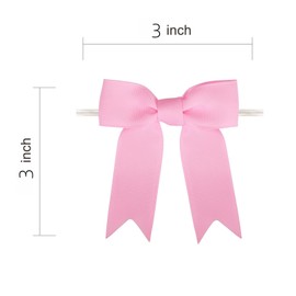 Meseey 100 Light Pink Grosgrain Christmas Bows Pre-Tied 3" Twist-Tie Decor for Luxe Gift Wrapping, Wedding Favors, Tropical Tree Ornaments & Early Holiday Prep(Light Pink, 100)