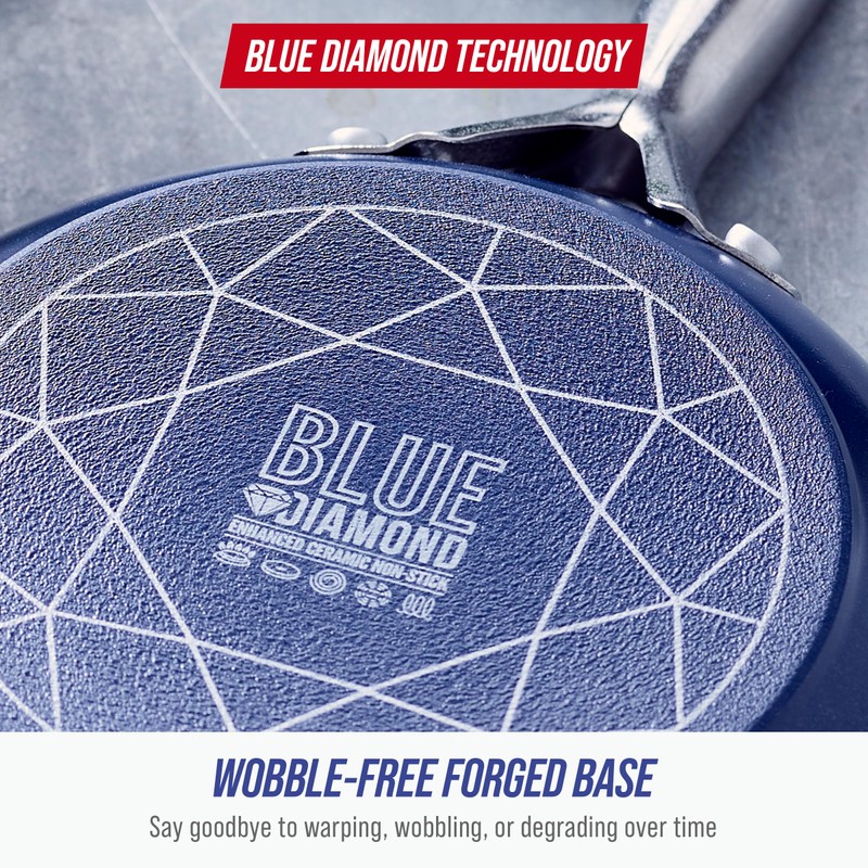 Blue Diamond 5QT Saute Pan with Lid, Non Toxic PFAS-Free