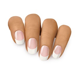 MOYOU LONDON Semi-cured UV Gel Strips - Pack of 20 - Gel Nail Foils UV Hardening for Manicure in Salon Quality - Set with Nail File & Wooden Cuticle Sticks - Basic French