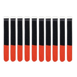 Infitronic INPKB4040ROT - 10 x Velcro Cable Ties with Metal Eyelet Velcro / Fleece on Different Sides (40 x 400 mm Red)