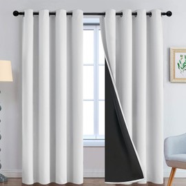 Yakamok - Cortinas 100 opacas de 84 pulgadas de largo, 2 capas gruesas de bloqueo de calor y luz completa, cortinas de aislamiento térmico suave para