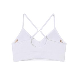 AUROLA Serpent Seamless Sports Bras for Women,Backless Padded Strappy Workout Gym Yoga Crop Top,Solid-Crescent White,XS