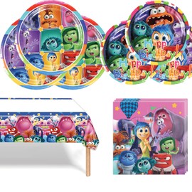 Inside Out Party Tableware Set, Inside Out Party Tableware Set Children, Decorative Birthday Party Tableware, Birthday Party Tableware, for Children's Birthday Party Supplies and Table Decoration