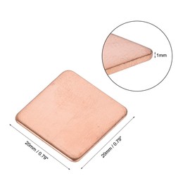 uxcell Flat IC Chipset Thermal Copper Heatsink for CPU GPU 20 x 20 x 1mm 10pcs