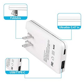 TOP-UP Cargador de Pared USB C | Enchufe rápido Ultra Delgado | Cargador USB de Doble Puerto Plano de 18 W para Tus Dispositivos USB A y USB C, Galaxy