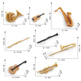 Miniature Musical Instruments, Doyomtoy 8 Pieces Miniature Instruments Mini Dollhouse Musical Instrument 1:12 Violin Guitar Trumpet Saxophone Mini Musical Instruments Decoration for Dollhouse Music