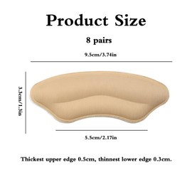 8 Pairs Heel Pads for Shoes, Heel Cushion Pads Beige and Black Inserts for High Heel Shoes for Heel Pain, Heel Slipping, Blisters, Friction