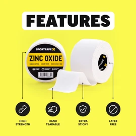 SPORTTAPE Zinc Oxide Tape - 3 Rolls - 2.5cm x 10m | Wrist & Finger Tape | Boxing Tape, Wrist & Hand Wrap | Sports Strapping Tape, Athletic Tape for Rugby, Football, Rowing, Volleyball & Golf