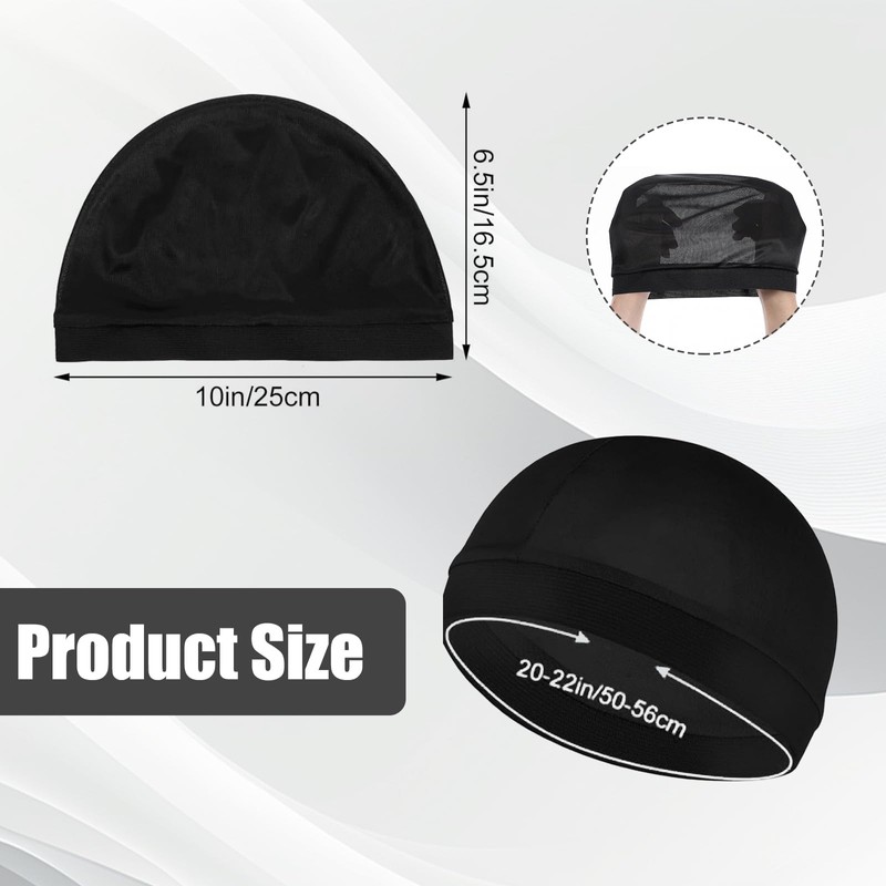 4 Pcs Wave Cap,Silk Wave Sleep Hair Cap for Black