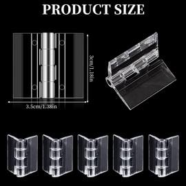 NICENEEDED 20PCS 35mm*30mm Plastic Hinges Clear, Acrylic Hinges Mini Hinge for Box Handicrafts, Transparent Continuous Folding Hinge Tools for Cabinet Drawer Furniture DIY Display Stand