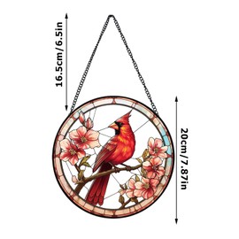 Cardinal Sun Catchers Cardinal Memorial Gifts, Cardinal Stained Glass Window Hanging, Cardinal Gifts for Women, Mom, Grandmother (Cardinal)