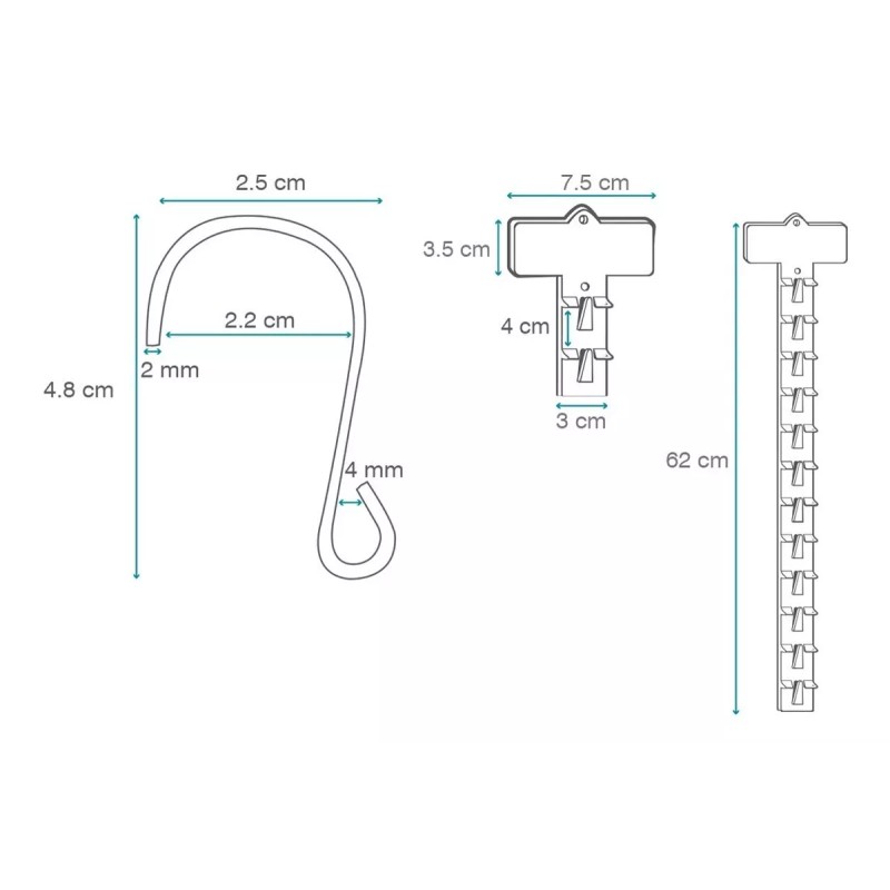 Exhivit Tira De Impulso Plastica Exhibidor C/gancho Metalico 20p Kit