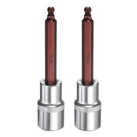 HARFINGTON 2pcs 5mm Ball End Hex Bit Socket 1/2" Square Drive Metric Extension Impact Bit Power Nut Driver Set S2 & CR-V Steel Socket Ratchet Wrench Bits