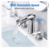 Faucet Waterfall Bathroom Faucet, WaterSong 3-Holes 8-Inch Bathroom Sink Faucet