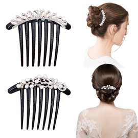 YANHUILAY Party Wrap Comb, Set of 2, Hair Comb, Hair Clip, Pearl, Hair Ornament, Stylish, Hair Accessory, Hair Arrangement, Hair Buns, Hair Clutch, Kimono, Weddings, Parties, Coming-of-age Ceremonies