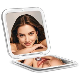 CYHTSHFZ Compact Mirror, 1X/3X Magnifying Makeup Mirror, Pocket Mirror for Purse, Handheld Travel Makeup Mirror, Mini Travel Essentials for Women, Purse Essentials for Girls（Khaki）