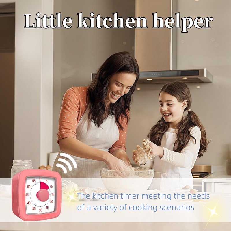 60 Minute Visual Timer for Kids and Adults, Non-Ticking 5.5