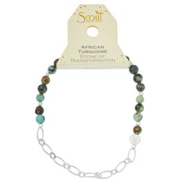 Scout Curated Wears - Mini Stone w/Chain Stacking Bracelet - African Turquoise/Silver