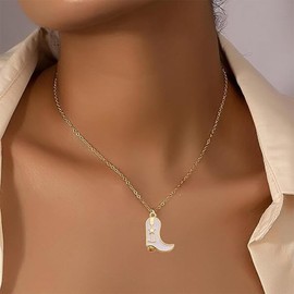 Boot Necklace Preppy Necklace Trendy Western Necklace for Women Gold Hat Pendant Necklace Christmas Jewelry Gift for Her