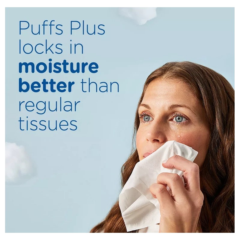 Puffs Plus Lotion 2-Ply Facial Tissues 12 Cube Boxes, 72