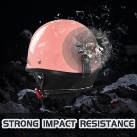Half Motorcycle Helmets Retro Open Face Half Shell Motocross Helmet for Cycling Motocross Cruiser Bike Scooter Chopper Men Women DOT Approved (Pink, Large)
