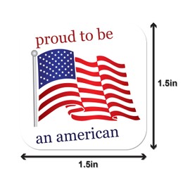 300 Stickers - Proud to be an American Sticker Labels for Envelopes, Packages, and Clothing - 1.5 x 1.5 Inch (38.1mm x 38.1mm)