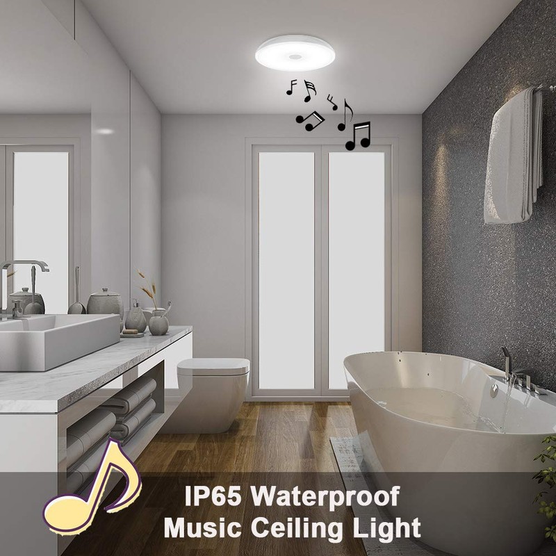Horevo Bathroom Ceiling Light with Bluetooth Speaker and Remote Control