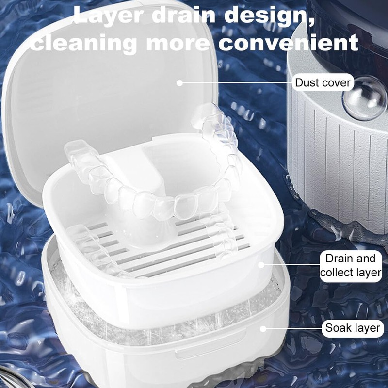 GmeDhc Braces Box with Strainer, Portable Denture Box Cover, Invisible