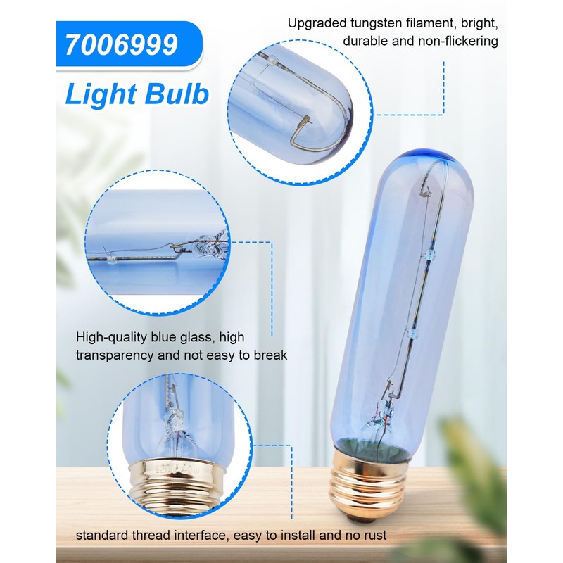 ULXIOM 4 Pack 7006999 Lamp Blue Glass Bulb Light Replacement