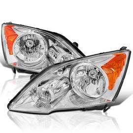 Spec-D Tuning Chrome Housing Headlights Compatible with 2007-2011 Honda CR-V CRV Left + Right Head Lamps Assembly