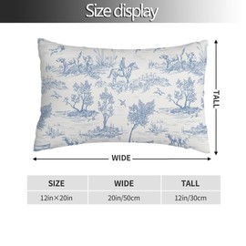 Wsunsal Blue and White Toile Pillow Covers 12x20 Inch Set of 2 Vintage French Country Throw Pillow Cover Rustic Linen Cushion Cover Decor for Home Sofa Bedroom Outdoor Indoor