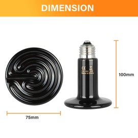 Simple Deluxe 50W Ceramic Heat Emitter Reptile Heat Lamp Bulb No Light Emitting Brooder Coop Heater for Amphibian Pet & Incubating Chicken, 2 Pack