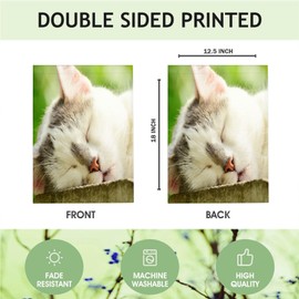 Mugod Sleeping Cat Garden Flag 12.5 x 18 inch Double Sided Home Outside Pet Welcome Yard Farmhouse Decor