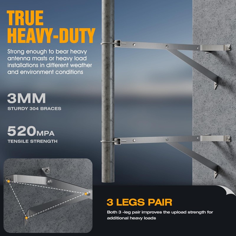 24 Inch Antenna Wall Mount Stainless Steel Stand Off Wall