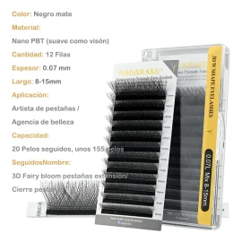 Blister Nagaraku Extensiones De Pestañas 3d W Shape L/lu Mix