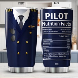 ZOXIX Pilot Nutrition Facts Tumbler With Lid 20oz Aviation Pilot Gifts For Men Stainless Steel Travel Cup Vacuum Insulation Mug For Him Birthday Present For Pilots Captain Gift