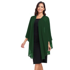 TONGFANTFL Shawls Wraps for Evening Wedding Party Chiffon Scarf Soft Bridal Wraps Wedding Guest Shawl Dark Green