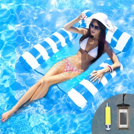Pool Seat Floating Hammock, Water Hammock Toys Air Mattress Pool Chair Water Seat Pool Hammock Lying Mat for Adults Children (Blue)