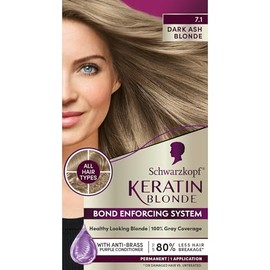 Schwarzkopf Keratin Color Permanent Hair Color Cream 7.1 Dark Ash Blonde, 1 Kit