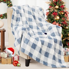 Homemate Electric Blanket Heated King Size - 100“x90“ Ultra Soft Cozy Flannel Heating Blanket with 10 Fast Heat Levels 8 Hours Auto Off Over-Heated Protection ETL Certification Keep Warm in Home