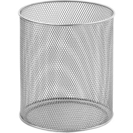 YBM Home Mesh Stainless Steel Kitchen Utensil Holder Keeps Cooking Tools & Silverware Organized and Accessible, Simple Round Cutlery Caddy Organizer for Counter, Kitchen, Table - Silver, 1 Unit 2375-1