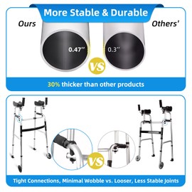 Stand Up Walker for Seniors & Elderly with 6" Bearing Wheels - Dual Mode Platform Walker, Height Adjustable Frame with Arm Support & Storage Bag, Foldable Lightweight Aluminum Upright Mobility Aid