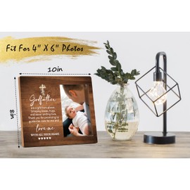 Godfather Appreciation Photo Frame - Wooden Tabletop Picture Frame - New Announcement Gifts - Thank You & Birthday Gifts - 8.5" x 6.5"